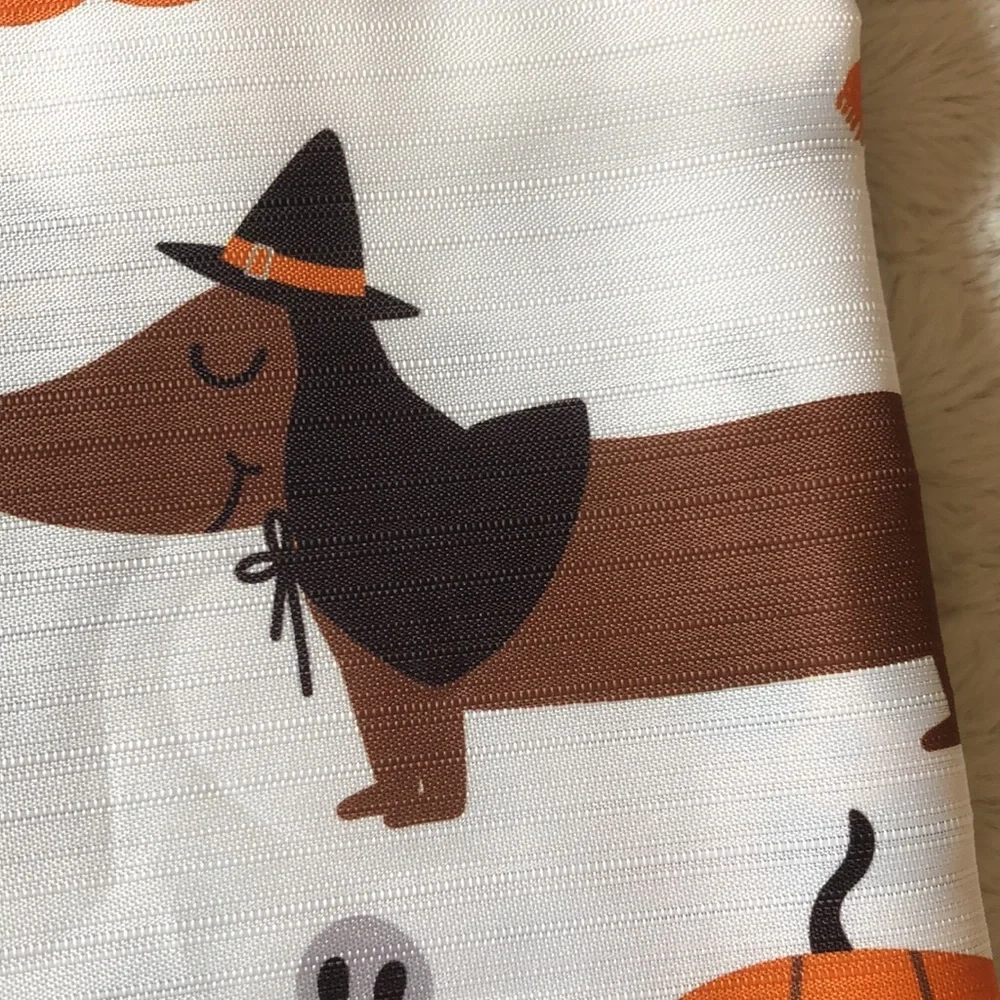 Dachshunds and Jack O’Lanterns Halloween Shower Curtain